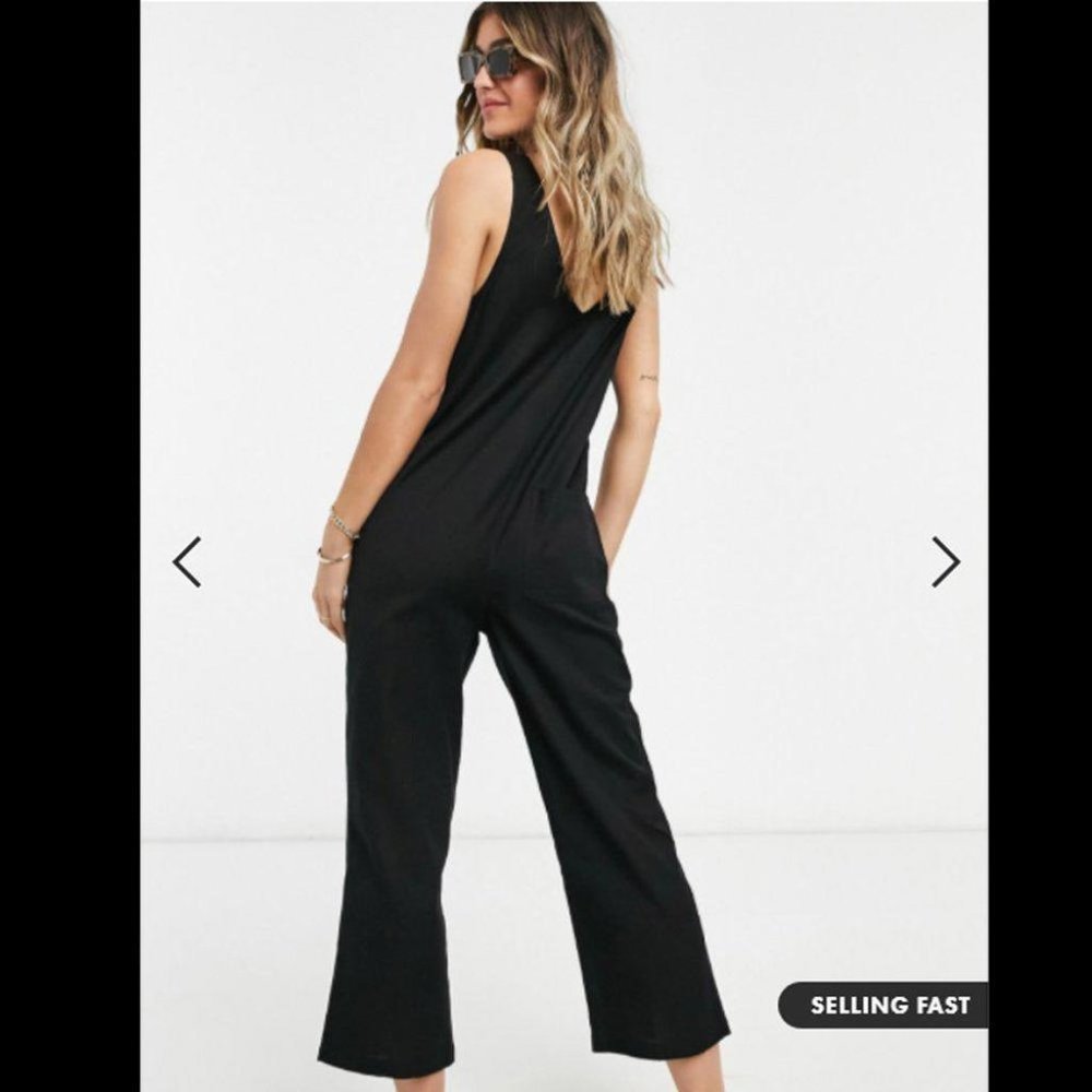 Asos Design Button Front Linen Minimal Jumpsuit O… - image 3